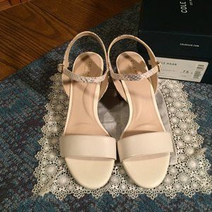 Cole Haan Josie Block Heel Ivory / Snake Print Women's Size 7.5  B